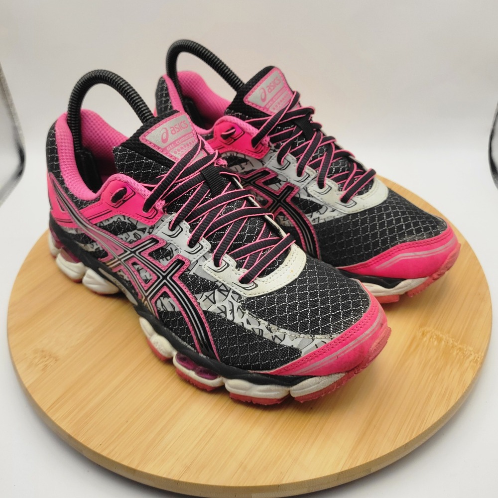 ASICS Gel-Cumulus 15 Womens Running Shoes Black Pink Silver T3D5N Size 7.5